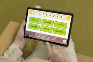 Un tablette avec un jeu Wivy dessus.